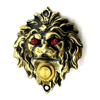 Antika Tarz Dekoratif Pirinç Aslan Kapı Zili - 100x78 mm, Antik, Led Işıklı