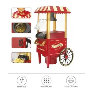 Yağsız Mısır Patlatma Popcorn Makinesi Kırmızı