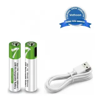 Type-C Şarjlı 800MWH 1.5V Şarj Edilebilir 2’li AAA İnce Pil - Lityum Iyon Batarya