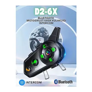 D2-6X 1000M Mesafeli 6 Kanallı İntercom Bluetooth Motosiklet Kask Kulaklığı İntercom Kulaklık