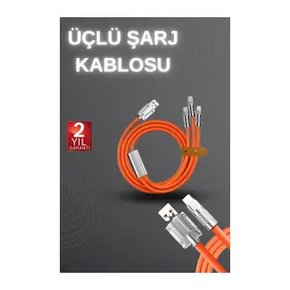 120W Hızlı Şarj Kablosu Turuncu Yüksek Güç Kapasitesi Çoklu Şarj Girişi