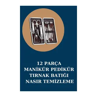 12 Parça Manikür Pedikür Seti Özel Deri Çanta El Ayak Bakımı Akne ve Sivilce Temizleme