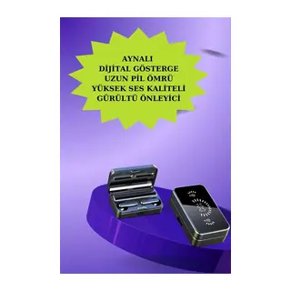 Powerbank Aynalı Bluetooth Kulaklık Ve Akıllı Saat Seti ANC Özelliği Dokunamatik