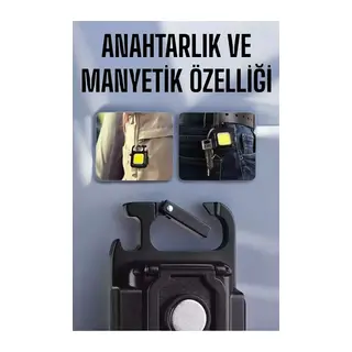 Anahtarlık Çok Amaçlı Mıknatıslı Taşınabilir Işık Led Şarjlı