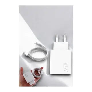 Şarj Aleti 67W Hızlı Şarj Turbo Type-C Uyumlu Şarj Adaptörü Kablosu