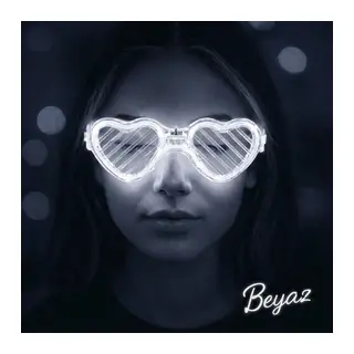 Beyaz LED Işıklı Kalp Gözlük – 3 Modlu Parti - Glow Gözlüğü