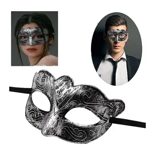 Maskeli Balo Antik Gri Gümüş Eskitilmiş Maske Balo Venedik