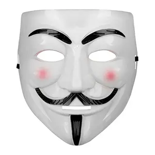 Beyaz Renk Pembe Yanaklı İthal V For Vendetta Maskesi