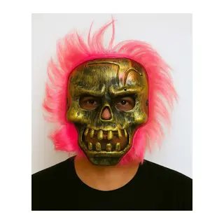 Wild Skull - Bakır Kafatası Pembe Saçlı İskelet Maske