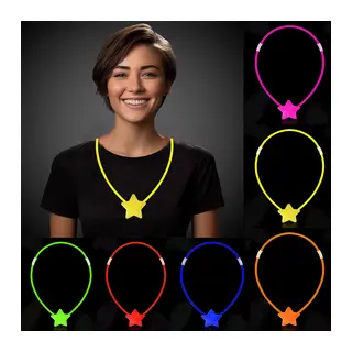 Glow Stick Yıldız Kolye - Glow Kolye - Glow Stick Partisi Yıldız Kolye 6 Adet