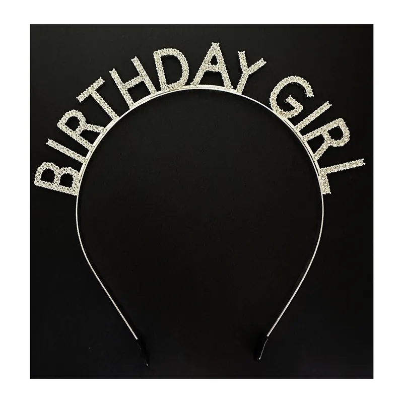 Gümüş Kristal Taşlı Birthday Girl Doğum Günü Tacı İthal Ürün A Kalite 17x16 cm
