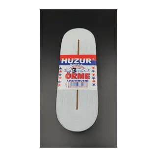 Beyaz - 3CM Paça Lastik Yassı Geniş 10MT.