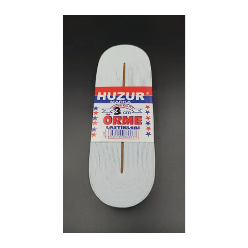 Beyaz - 3CM Paça Lastik Yassı Geniş 10MT.