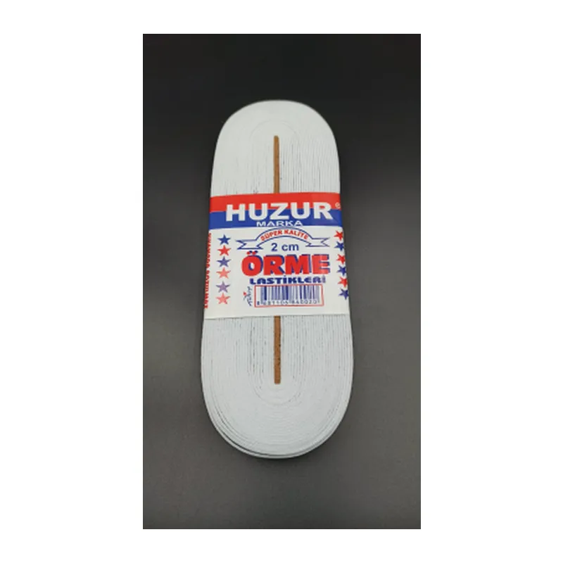 Beyaz - 2CM Paça Lastik Yassı Geniş 10MT