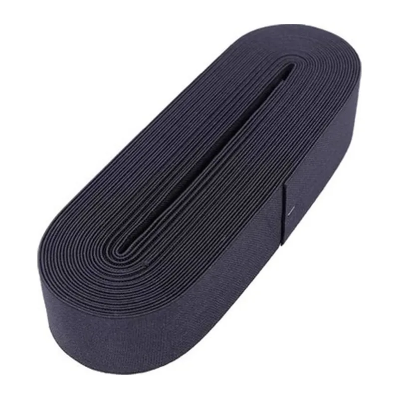 Siyah - 4CM Paça Lastik Yassı Geniş 10MT.