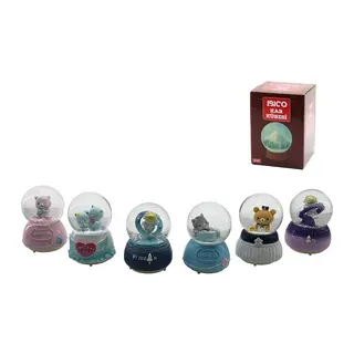 Orta Boy - 8CM Pilli - Işıklı Müzikli Kar Küresi Cam Hayvan Figürlü - Desen Mix Renkli Herhangi Bir Tanesi Gönderilir