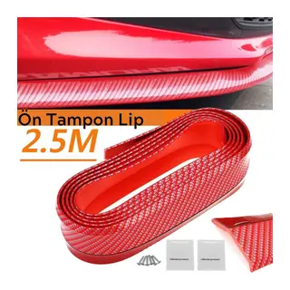 Kırmızı Renkli 2,5 Metre Araba Oto Ön Tampon Koruyucu Kauçuk Pratik Tampon Şerit Bant Döşeme Kiti