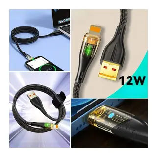 Led Işık Uçlu Sağlam İp Kablolu USB to Lightning Hızlı Şarj Kablosu