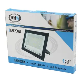 Tekli 200W Led Projektör 29X22CM Aydınlatma Açısı: 120 Derece 50.000 Saat Ömür MODEL-ARS200W