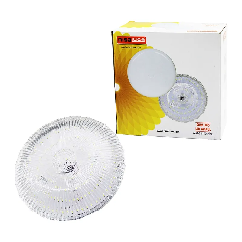 Nisaluce EAMP-020K/B Mika Kristal Camlı 20W Ufo Led Ampul BEYAZ=6500K