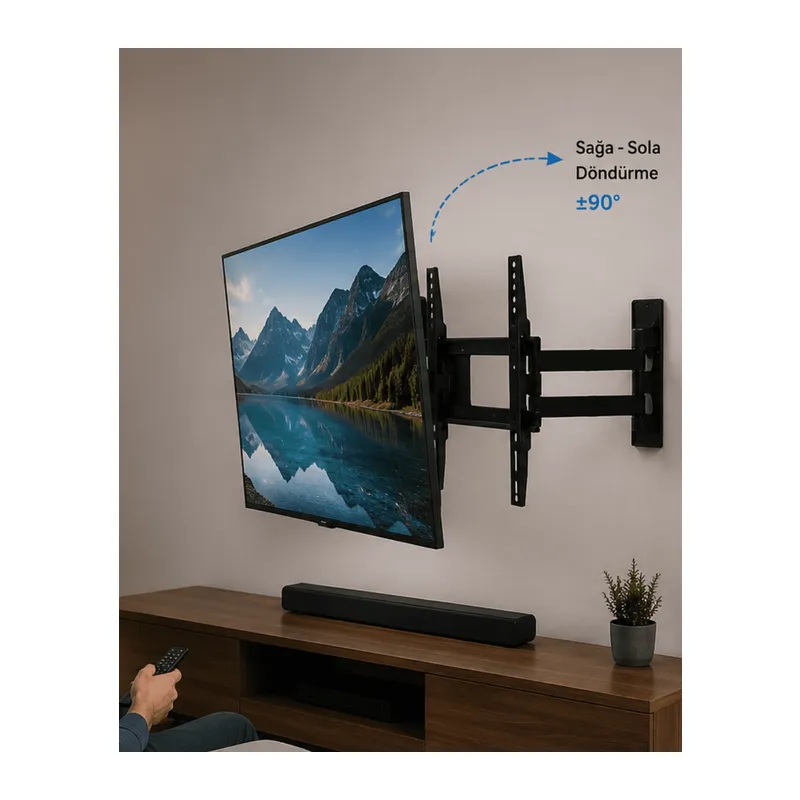 LCD LED TV Duvar Aparatı Çift Kollu Hareketli Askı Sistemi