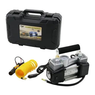 ÇİFT SİLİNDİR OTO - ARAÇ HAVA KOMPRESÖRÜ DC/12V - 23Amp - 150PSI FENERLİ BAR GÖSTERGELİ