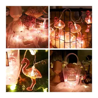 10'lu Pilli Led Flamingo Dekoratif Işık Zinciri Aydınlatma 1,5 Mt