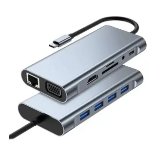 8in1 Type-C Çoklayıcı Hub HDMI 4K USB 3.0 SD TF Kart RJ45 Ethernet Dönüştürücü Adaptör