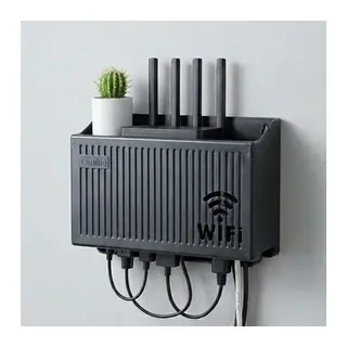 Duvar Tipi Wi-Fi Modem Saklama Kutusu(Siyah) – Kablo Düzenleyici Router Raf Organizer