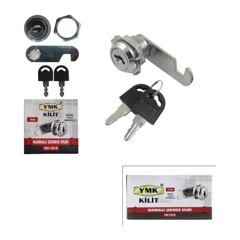 12 Adet Oval - Mandallı Dolap - Çekmece Kilit 20MM