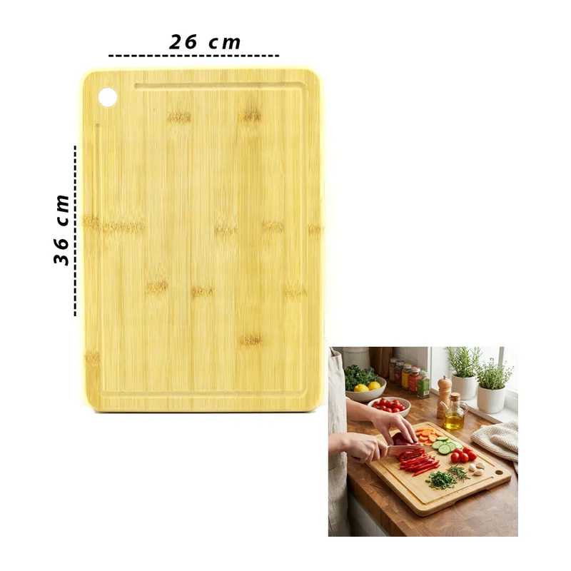 26X36X1.8CM Ahşap Bambu Kesim Panosu - Kesme Tahtası