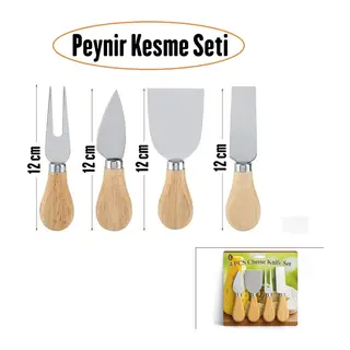 Cheese Knife Set 4PCS Peynir Bıçak Seti Ahşap Bambu Saplı