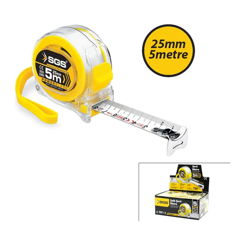 12 Adet 5MT X 25MT Şeffaf Stoplu Şerit Metre