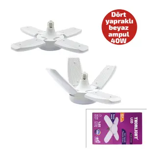 1+4 Kollu - Yapraklı Pervane Modeli Papatya Beyaz Led Lamba Ampul 40W - E27 P-6040B