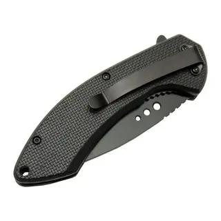 4215 Kırmızı Kamp Çakı 20cm- Yarı Otomatik, Kemerlikli, Oluklu