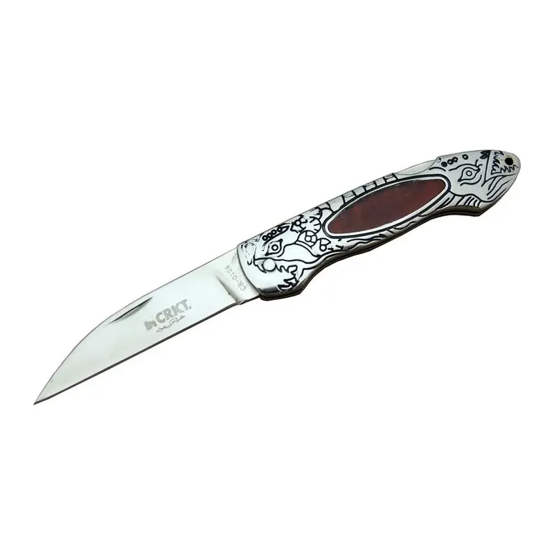 CR 0124 RD Kamp Çakı 20 cm - Metal Desenli Sap, Kılıflı, Kutulu