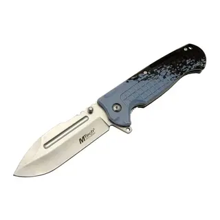4281 Mavi Kamp Çakı 21cm - Yarı Otomatik, Kemerlikli, Oluklu