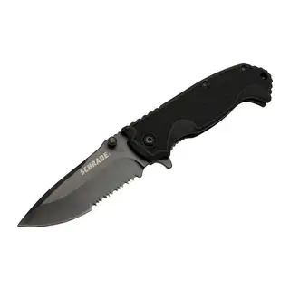 Schrade 5-1 Siyah Kamp Çakı 20cm- Yarı Otomatik, Testere Detaylı, Kemerlikli