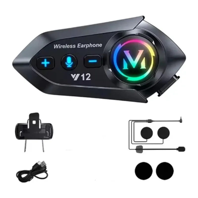 Y12 Motor Kask Kulaklık RGB Modlu Radyolu Motosiklet Kulaklık 5.3 Bluetooth Intercom