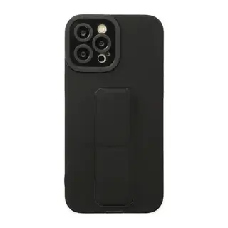 Apple iPhone 12 Pro Max Kılıf Mega Standlı Silikon - Siyah