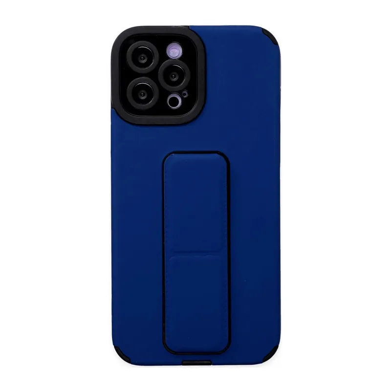 Apple iPhone 12 Pro Max Kılıf Mega Standlı Silikon - Mavi