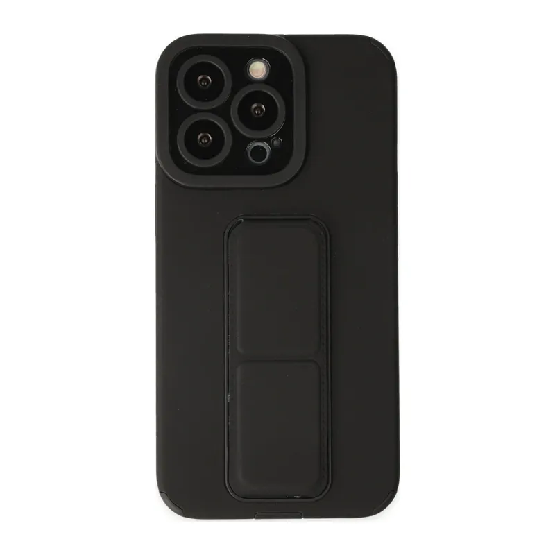 Apple iPhone 13 Pro Kılıf Mega Standlı Silikon - Siyah