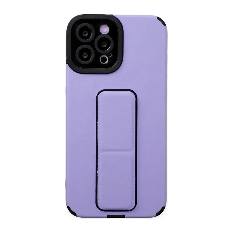 Apple iPhone 12 Pro Max Kılıf Mega Standlı Silikon - Lila