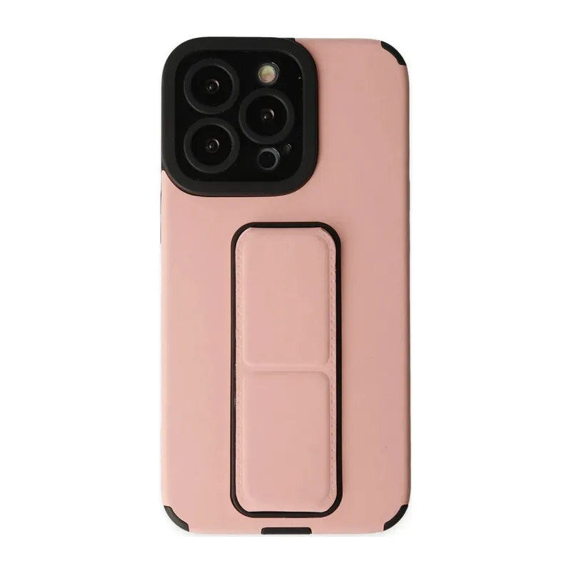 Apple iPhone 13 Pro Kılıf Mega Standlı Silikon - Pudra