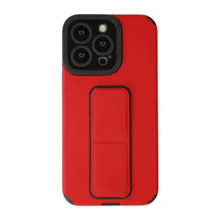 Apple iPhone 13 Pro Max Kılıf Mega Standlı Silikon - Kırmızı