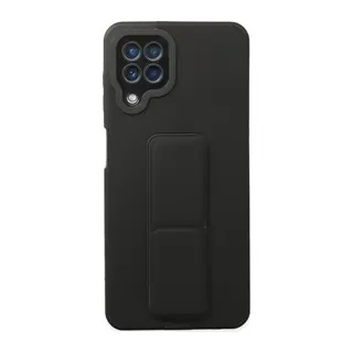 Samsung Galaxy A22 Kılıf Mega Standlı Silikon - Siyah