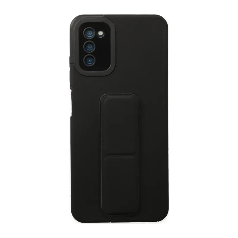 Samsung Galaxy A03S Kılıf Mega Standlı Silikon - Siyah