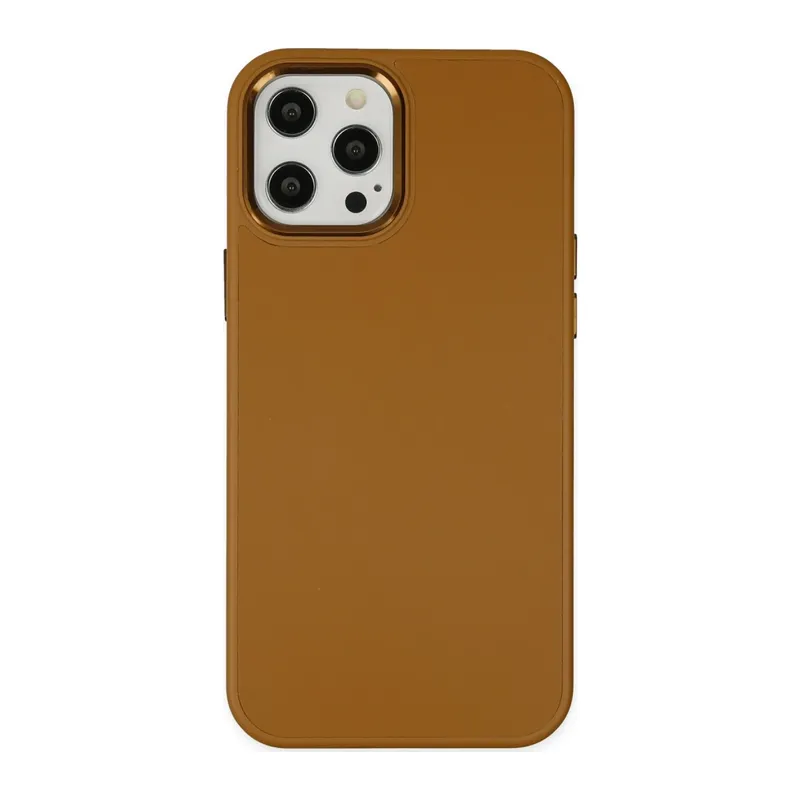 Apple iPhone 12 Pro Max Kılıf Asya Deri Silikon - Kahverengi