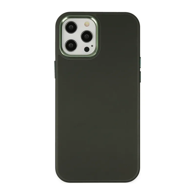 Apple iPhone 12 Pro Max Kılıf Asya Deri Silikon - Koyu Yeşil