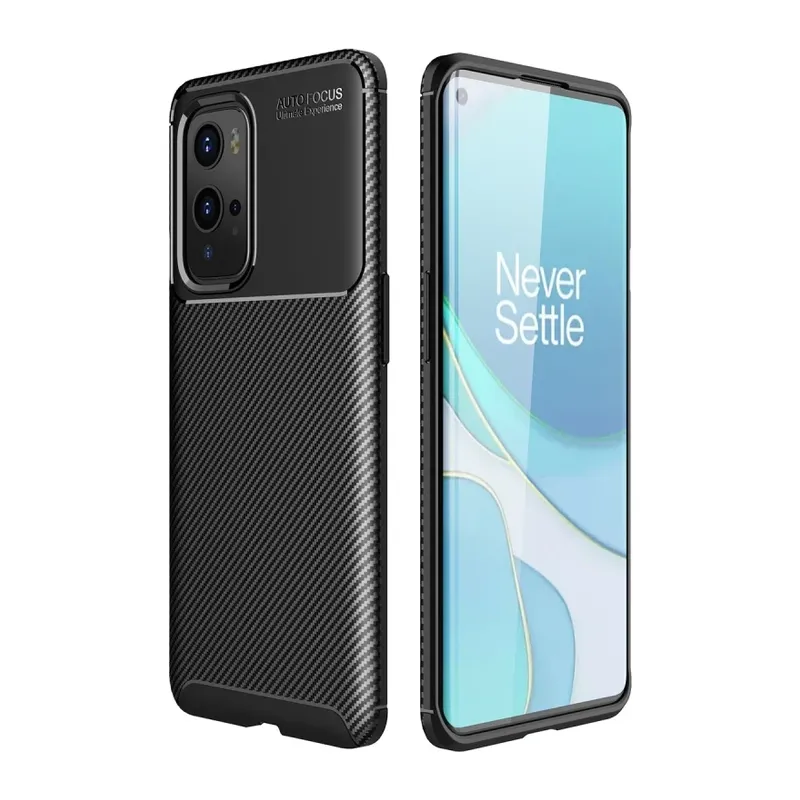 One Plus 9 Pro Kılıf Auto Focus Karbon Kapak - Siyah